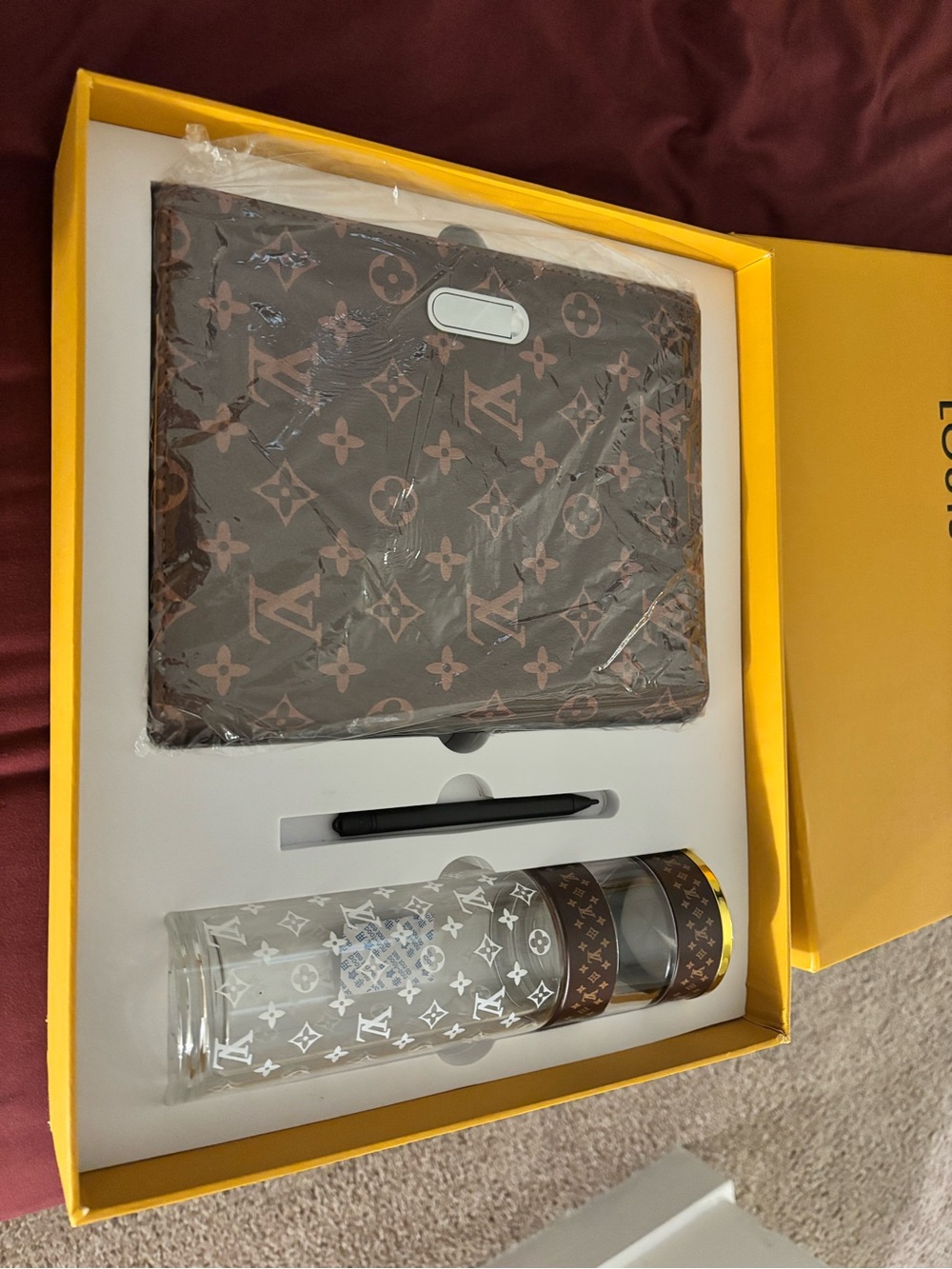 Louis Vuitton Brown Monogram Tablet Cover & Glass Gift Set